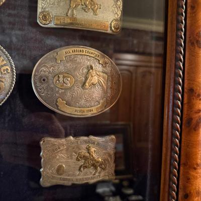 Sale Photo Thumbnail #760: 9 Buckles total - Gold and silver buckles - 24 1/2” wide x 19” tall