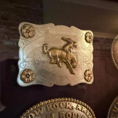 Sale Photo Thumbnail #754: 9 Buckles total - Gold and silver buckles - 24 1/2” wide x 19” tall