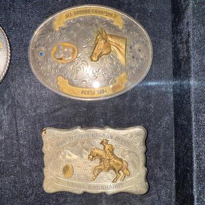 Sale Photo Thumbnail #759: 9 Buckles total - Gold and silver buckles - 24 1/2” wide x 19” tall