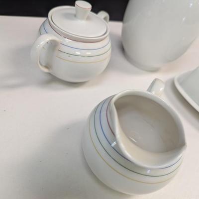 Sale Photo Thumbnail #1140: Arzberg Germany Harmony Serving Dishes Tea Pot Creamer & Sugar Bowl With Arzberg Butter Dish
