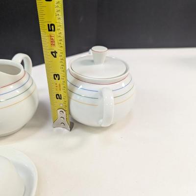 Sale Photo Thumbnail #1145: Arzberg Germany Harmony Serving Dishes Tea Pot Creamer & Sugar Bowl With Arzberg Butter Dish