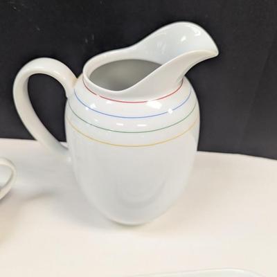 Sale Photo Thumbnail #1142: Arzberg Germany Harmony Serving Dishes Tea Pot Creamer & Sugar Bowl With Arzberg Butter Dish