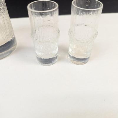 Sale Photo Thumbnail #1179: 2 - Tapio Wirkkala Iittala Niva High Ball Glasses & 4 Shot Glasses Textured Ice Rain Desgin