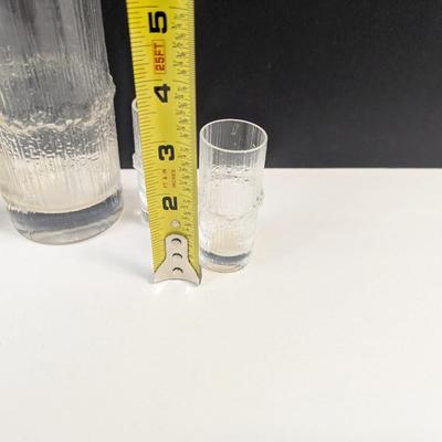 Sale Photo Thumbnail #1184: 2 - Tapio Wirkkala Iittala Niva High Ball Glasses & 4 Shot Glasses Textured Ice Rain Desgin