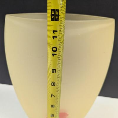 Sale Photo Thumbnail #1202: Large Vintage Krosno Poland Frosted Art Glass Vase Hand Painted Floral Design