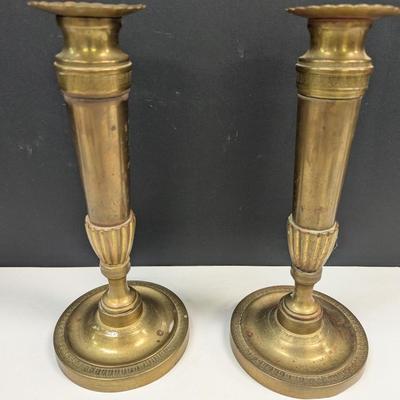 Sale Photo Thumbnail #1234: Pair Of Solid Brass Candlesticks