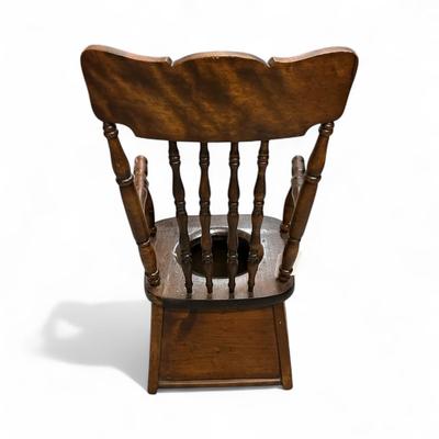 Sale Photo Thumbnail #626: Vintage Wooden Infant Potty Chair 
Seat Ht: 9'  Back Ht; 25"  Width: 12"