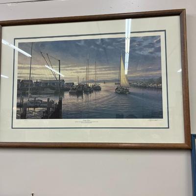 Sale Photo Thumbnail #645: Framed Print Twilight Harbor by John M. Barber 688/950
39.5"X28"