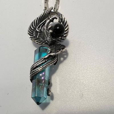 Sterling Phoenix Necklace Plus More Sterling & 7 Chakra Pendulum, Bracelet & Earrings (ST-RG)