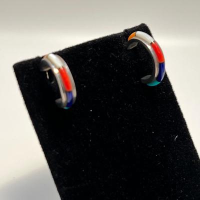 Bill & Lou Zuni Coral Cluster Plus Sterling Earrings & Malachite Pendant (ST-RG)