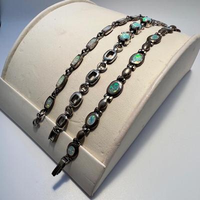 Hand Crafted Sterling & Mother of Pearl Earrings Plus Opal Bracelets (ST-RG)
