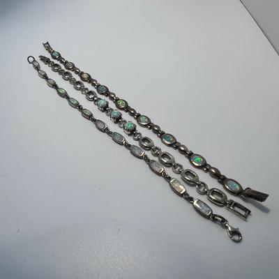 Hand Crafted Sterling & Mother of Pearl Earrings Plus Opal Bracelets (ST-RG)
