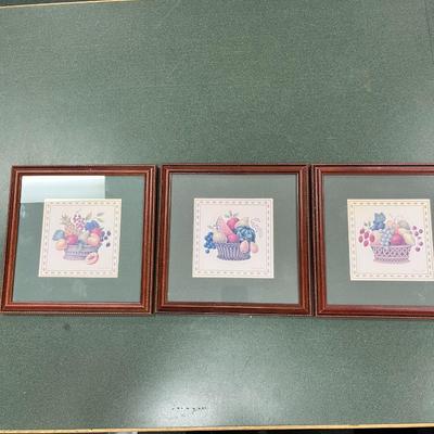 Sale Photo Thumbnail #695: Set of Three Folk Art Fruit Prints