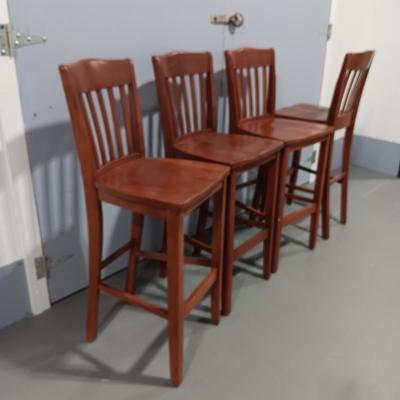 4 SOLID WOOD BAR STOOLS BY SHAFER COMMERCIAL SEATING