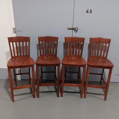 4 SOLID WOOD BAR STOOLS BY SHAFER COMMERCIAL SEATING