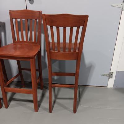 4 SOLID WOOD BAR STOOLS BY SHAFER COMMERCIAL SEATING