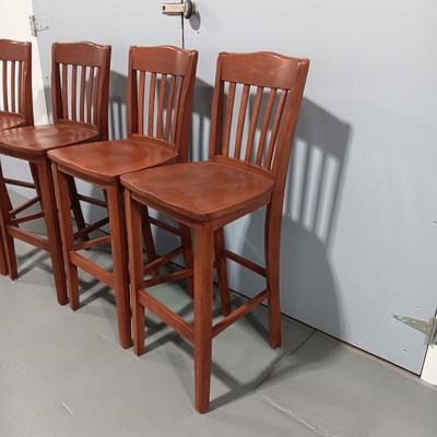 4 SOLID WOOD BAR STOOLS BY SHAFER COMMERCIAL SEATING