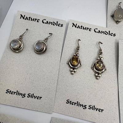 Twelve Pairs of Sterling Earrings By Natures Candles (ST-RG)