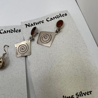 Twelve Pairs of Sterling Earrings By Natures Candles (ST-RG)