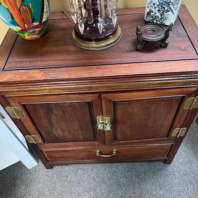 Sale Photo Thumbnail #708: Chinoiserie Solid Cherry Serving Cabinet