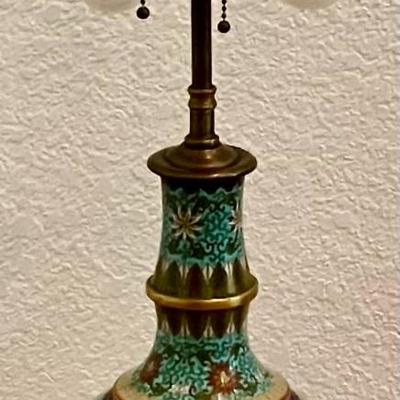 Antique Chinese Enamel Cloisonne Lamp Vase