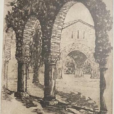Etching By Della Taylor Hoss Stanford Arches 1927