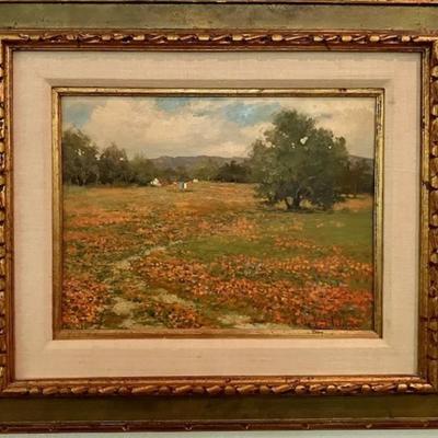 Original Oil Painting By Robert Wagner Poppies With Lupin