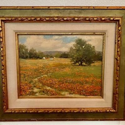 Original Oil Painting By Robert Wagner Poppies With Lupin