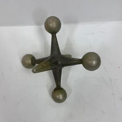 Vintage MCM Style Cast Metal Silver -tone Heavy Jumping Jacks Jack Bookend Doorstop Table Decor