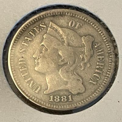 1881 THREE CENT NICKEL