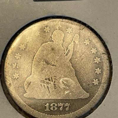 1877 SEATED LIBERTY SILVER QUARTER