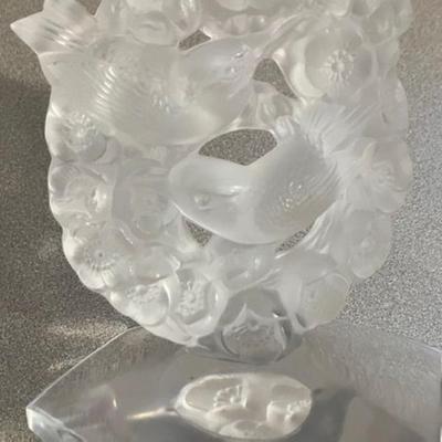 Two Vintage Lalique Mesanges Love Birds Candle Holders
