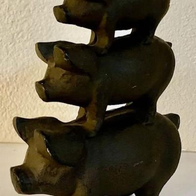 Three Cast Iron Pigs Sculpture