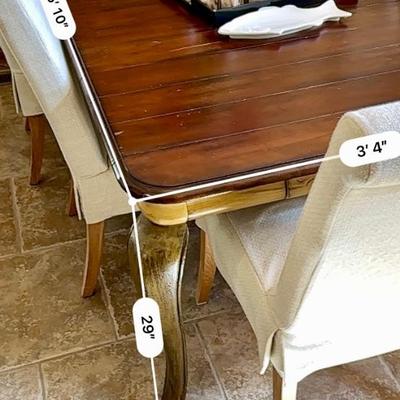Furniture - Breakfast Room Table w/6 Black Parsons Chairs w/white covers & decor