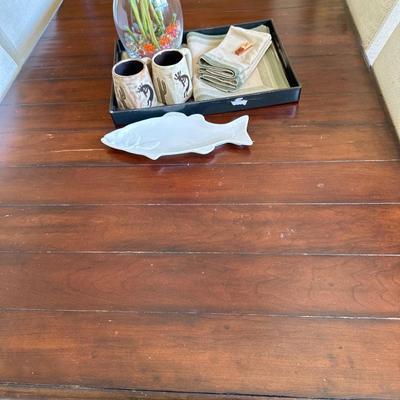 Furniture - Breakfast Room Table w/6 Black Parsons Chairs w/white covers & decor