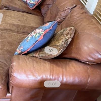 Furniture - Leather Sofa and Decorative Pillows