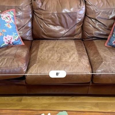 Furniture - Leather Sofa and Decorative Pillows