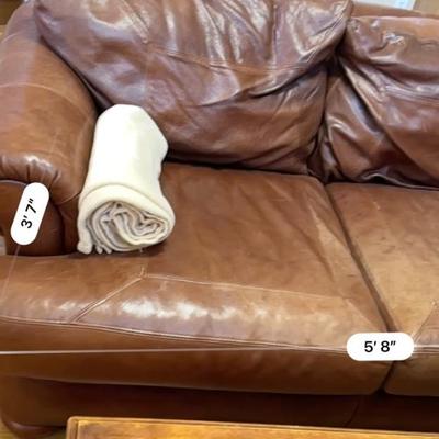 Furniture - Leather Loveseat w/throw