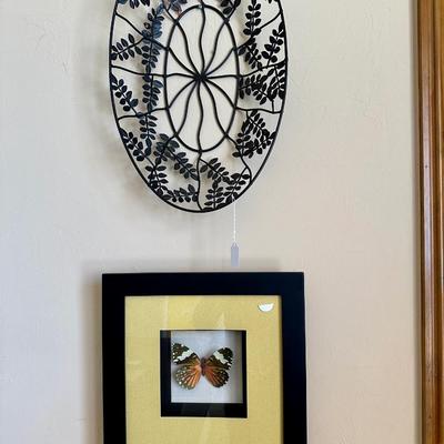 Art - Red Cracker Butterfly and Wire Basket - Kitchen