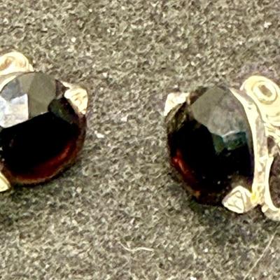 Sale Photo Thumbnail #354: Goldtone metal with garnet-red stones. Nice condition.