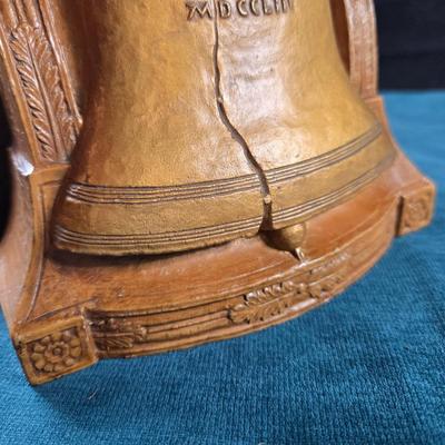 Sale Photo Thumbnail #28: This auction lot is for a set of vintage Liberty Bell Bookends.  Looks to be made of resin and are very heavy - perfect to hold up books.  They are about 6-inches tall x 6-inches wide.