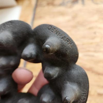 Lot of Collectable Glass Pottery , Dansk Cast Iron Candleholder Denmark, Pink Glass Parasol Candy Dish,, Old Forester Iridescent Decanters