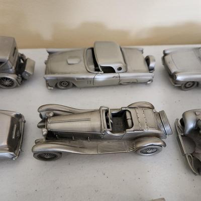 lot of 22 The Danbury Mint Pewter Cars 1928 Rolls Royce Doctors Coup, BMW 507, 1957 Porsche Speed, Shelby Mustang GT 350, Ford...