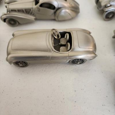 lot of 22 The Danbury Mint Pewter Cars 1928 Rolls Royce Doctors Coup, BMW 507, 1957 Porsche Speed, Shelby Mustang GT 350, Ford...
