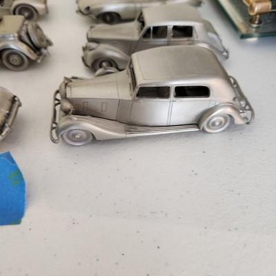 lot of 22 The Danbury Mint Pewter Cars 1928 Rolls Royce Doctors Coup, BMW 507, 1957 Porsche Speed, Shelby Mustang GT 350, Ford...
