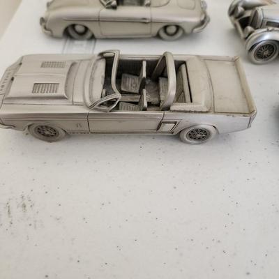 lot of 22 The Danbury Mint Pewter Cars 1928 Rolls Royce Doctors Coup, BMW 507, 1957 Porsche Speed, Shelby Mustang GT 350, Ford...