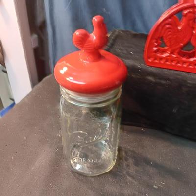 IRON PAPER TOWEL HOLDER, NAPKIN HOLDER AND BALL JAR CANISTER