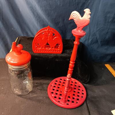 IRON PAPER TOWEL HOLDER, NAPKIN HOLDER AND BALL JAR CANISTER