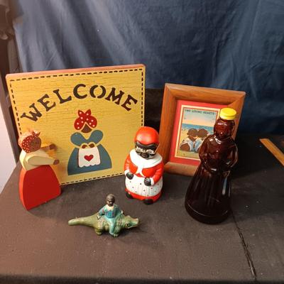 CAST IRON BOY ON A ALLIGATOR, WALL ART, BOBBLEHEAD COIN BANK AND MORE