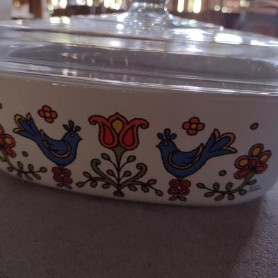 Vintage Corning Ware Country Festival or Blue Bird Baking Dish